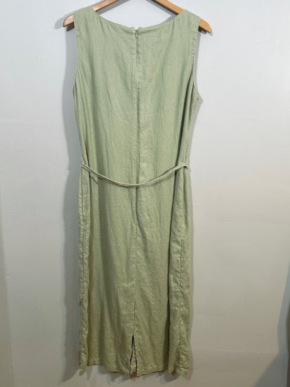 Talbots Green Linen Jumper Tank Maxi Dress Plus Sz 14 Beachy Cottagecore Summer - Picture 7 of 10